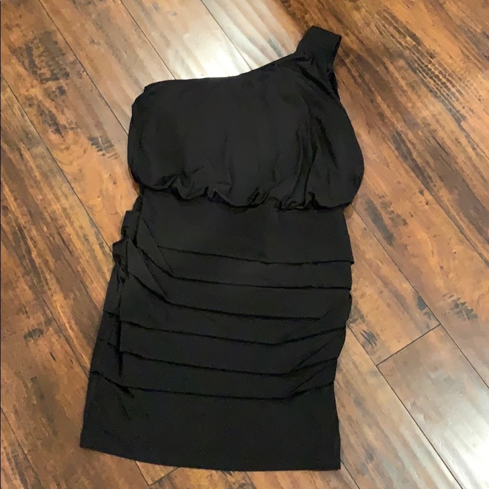 EnFocus Studio Black Body Con One-Shoulder Dress